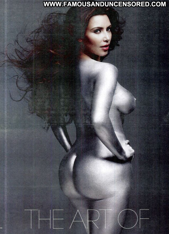 Kim Kardashian Body Painting Brunette Celebrity Posing Hot