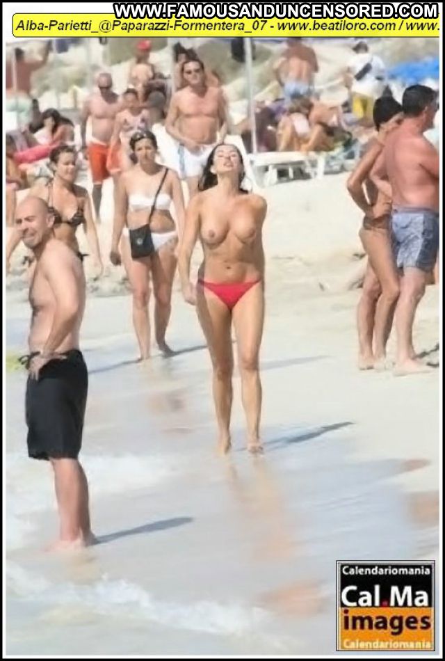 Alba Parietti Beach Topless Bikini Big Tits Posing Hot Cute