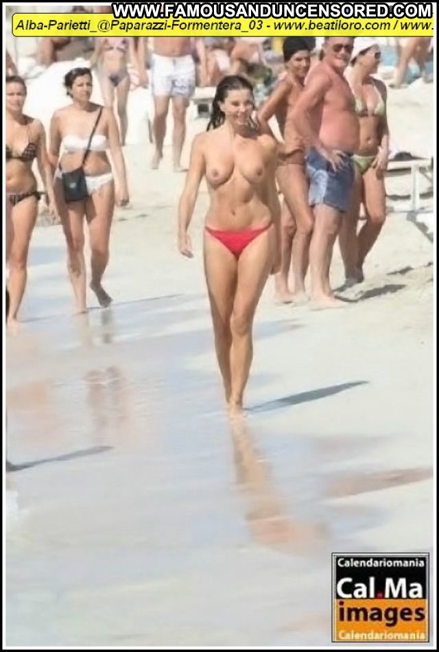 Alba Parietti Beach Big Tits Topless Bikini Posing Hot Doll