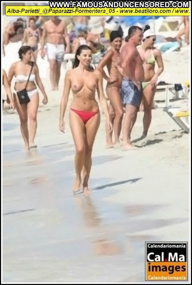 Alba Parietti Beach Topless Bikini Big Tits Posing Hot Doll