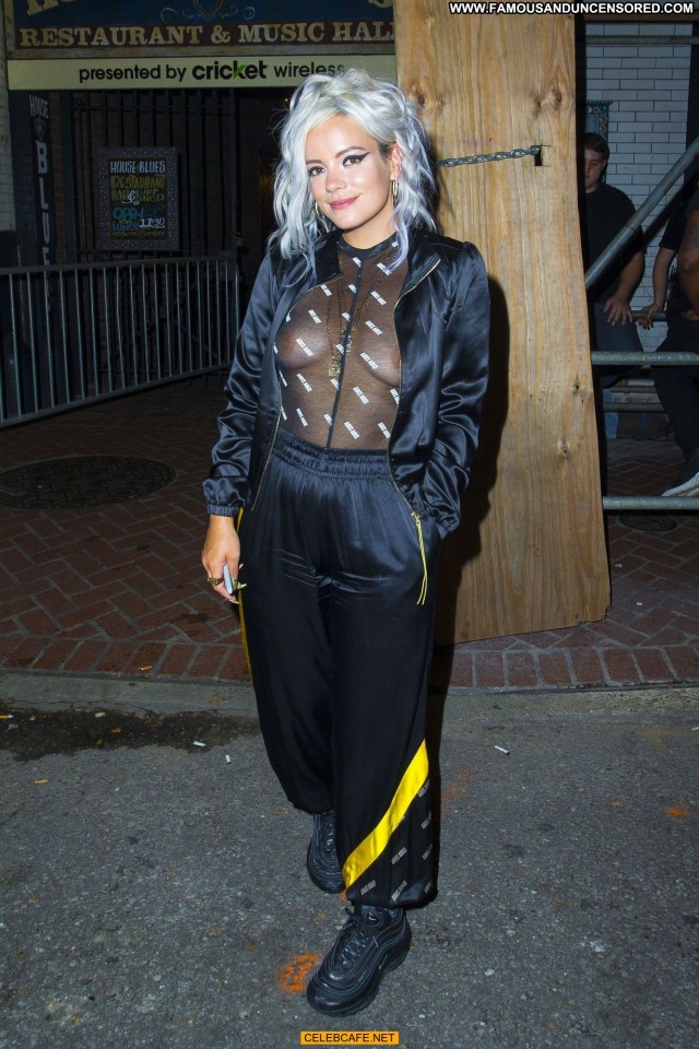 Lily Allen See Through Beautiful Braless Babe Posing Hot
