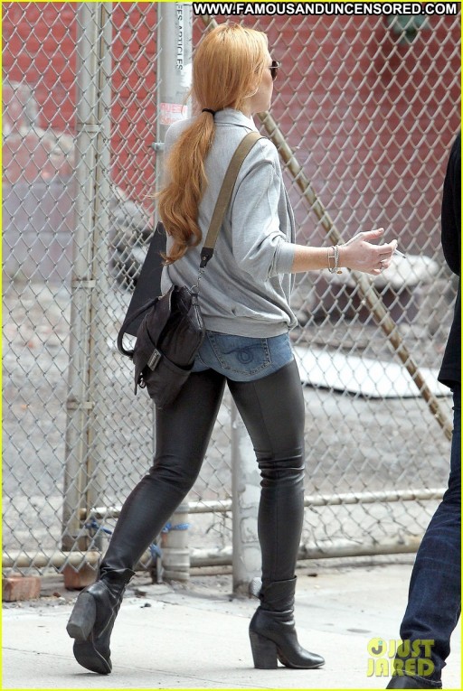 Lindsay Lohan Celebrity Beautiful Leather High Resolution Posing Hot Straight Nyc Babe