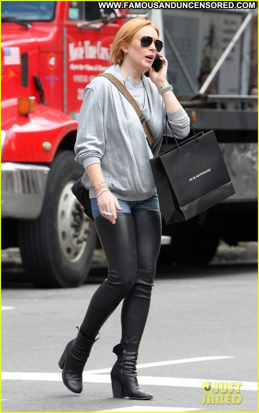 Lindsay Lohan Celebrity Beautiful Leather High Resolution Posing Hot Straight Nyc Babe