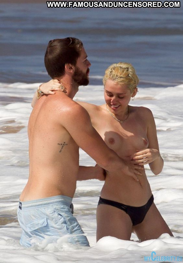 Miley Cyrus No Source Hawaii Beautiful Posing Hot Celebrity Topless